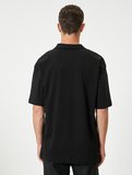 Polo Yaka Tişört Oversize Yarım Fermuarlı Kısa Kollu Pamuklu