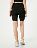 Spor Biker Tayt Yüksek Bel Baskılı Slim Fit İnterlok