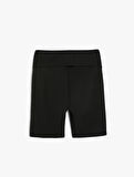 Spor Biker Tayt Yüksek Bel Baskılı Slim Fit İnterlok