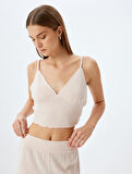 Viskon Askılı Crop Pijama Üstü