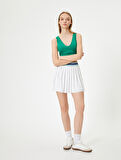 Sporcu Sütyeni Çapraz Askılı V Yaka Kaplı Slim Fit