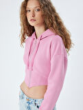 Crop Sweatshirt Fermuarlı Korse Görünümlü Kapüşonlu