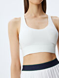 U Yaka Çapraz Sırt Askılı Slim Fit Yumuşak Tuşe Sporcu Sütyeni İnterlok