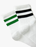Soket Çorap Seti 2'li Çizgi Detaylı Pamuk Karışımlı