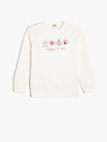 Yılbaşı Temalı Sweatshirt Uzun Kollu Baskılı Pamuklu