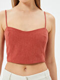 Askılı Keten Crop Büstiyer Slim Fit