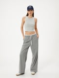 Crop Basic Halter Yaka Atlet Ribanalı Pamuklu Slim Fit