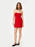 Straplez Mini Bodycon Elbise Slim Fit 