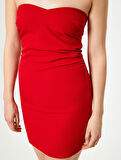 Straplez Mini Bodycon Elbise Slim Fit 