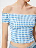 Omzu Açık Tişört Gipeli Kısa Kollu Slim Fit