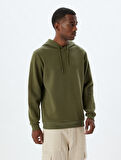Şardonlu Pamuk Karışımlı Basic Kapşonlu Sweatshirt