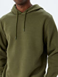 Şardonlu Pamuk Karışımlı Basic Kapşonlu Sweatshirt