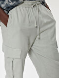 Keten Jogger Pantolon Oversize Kargo Cep Detaylı