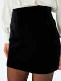 Mini Kadife Etek Slim Fit Standart Bel