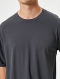 Basic Oversize Tişört Bisiklet Yaka Kısa Kollu