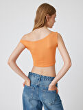 Kayık Yaka Crop Üst Kolsuz Slim Fit