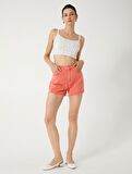 Mini Düğmeli Kot Şort