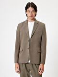 Blazer Ceket Slim Fit Kapaklı Cep Detaylı