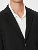 Kruvaze Blazer Ceket Slim Fit Kapaklı Çift Cep Detaylı