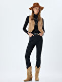 Yüksek Bel Kot Pantolon Dar Paça Düğmeli Cepli - Skinny Fit Jean