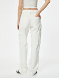 Kargo Kot Pantolon Düz Bol Paça Standart Bel - Eve Straight Jeans
