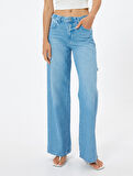 Düşük Bel Kot Pantolon Cep Detaylı Rahat Kalıp - Loose Straight Fit Jeans