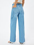Düşük Bel Kot Pantolon Cep Detaylı Rahat Kalıp - Loose Straight Fit Jeans