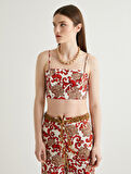 Koton X Melis Ağazat - Askılı Çiçek Desenli Crop Büstiyer