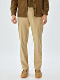 Chino Pantolon Gabardin Cep Detaylı Düğmeli Pamuklu