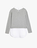 Gömlek Detaylı Sweatshirt Çift Kumaş Detaylı