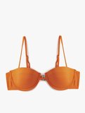 Balenli Straplez Bikini Üstü Simli Dokulu Çıkarılabilir Askılı