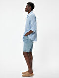 Slim Fit Kot Şort Bermuda Cep Detaylı Pamuklu