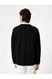 Bisiklet Yaka Sweatshirt Basic Uzun Kollu Pamuklu Interlok Kumaş