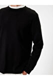 Bisiklet Yaka Sweatshirt Basic Uzun Kollu Pamuklu Interlok Kumaş