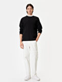 Bisiklet Yaka Sweatshirt Basic Uzun Kollu Pamuklu İnterlok Kumaş