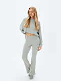 Kapüşonlu Crop Pijama Üstü Uzun Kollu Rahat Kalıp