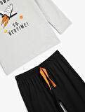 Pijama Takımı Roket Baskılı Pamuklu
