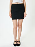 Mini Etek A Kesim Beli Katlı Slim Fit