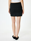 Mini Etek A Kesim Beli Katlı Slim Fit