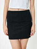 Mini Etek A Kesim Beli Katlı Slim Fit
