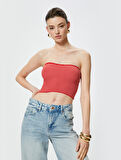 Straplez Kroşe Crop Üst