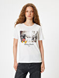 Mickey Mouse Oversize Tişört Pamuklu Kısa Kollu Lisanslı Baskılı