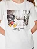 Mickey Mouse Oversize Tişört Pamuklu Kısa Kollu Lisanslı Baskılı