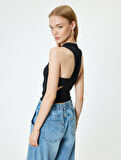 Halter Yaka Atlet Fitilli Sırt Detaylı Kolsuz Slim Fit