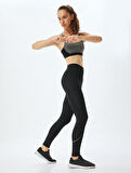 Spor Tayt Yüksek Bel Dikiş Detaylı Slim Fit İnterlok