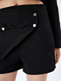 Mini Şort Etek Çıtçıt Düğme Detaylı Cepli Slim Fit
