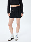 Mini Şort Etek Çıtçıt Düğme Detaylı Cepli Slim Fit