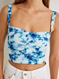 Koton X Şahika Ercümen - Askılı Crop Büstiyer Batik Desenli Drape Detaylı