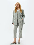 Yüksek Bel Kumaş Pantolon Mom Fit Cepli 