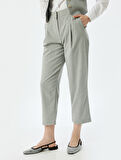 Yüksek Bel Kumaş Pantolon Mom Fit Cepli 